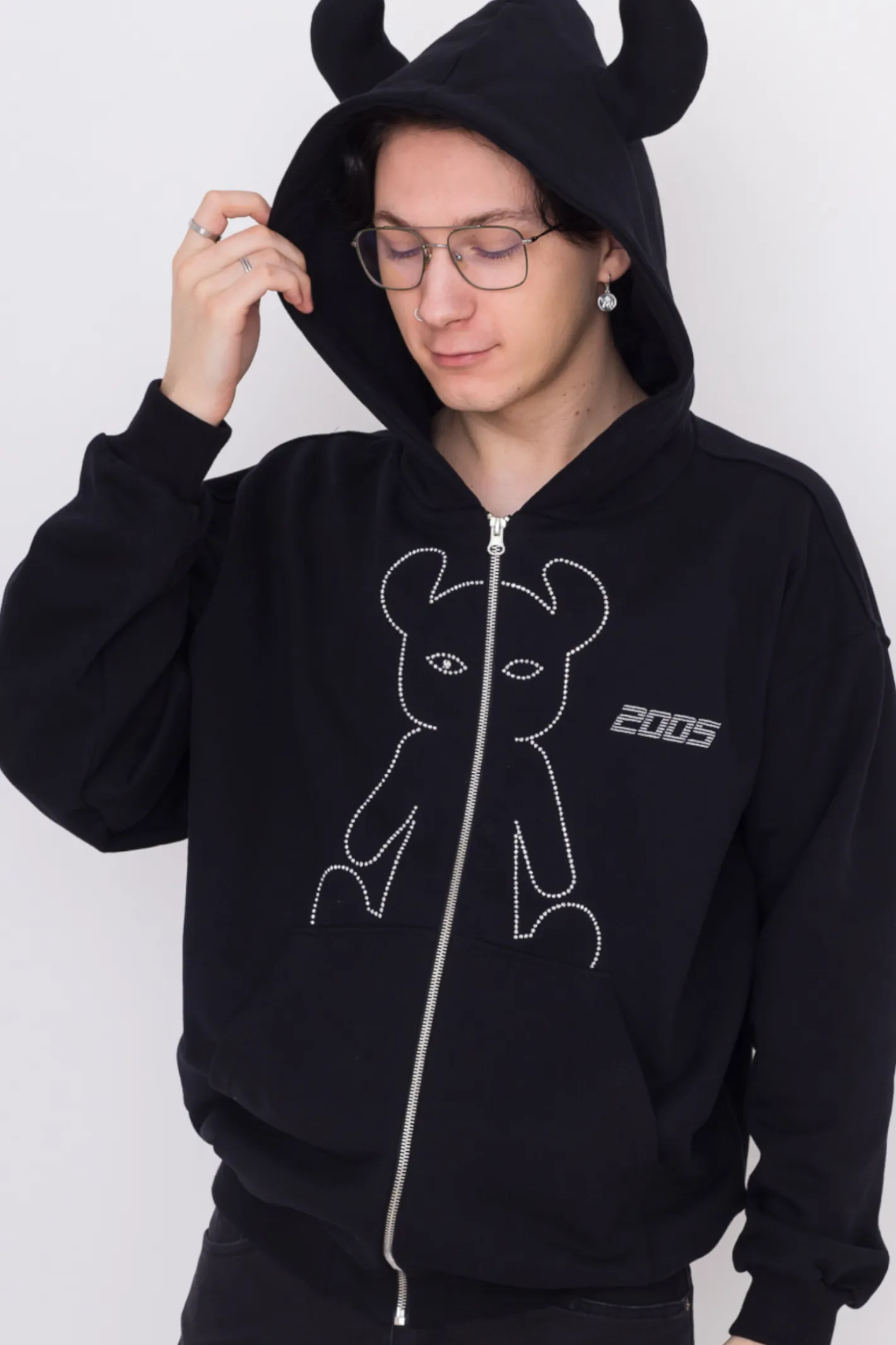 Bluzy Rozpinane-2005 Bluza Rozpinana Studded Horned Lucy Zip Hoodie