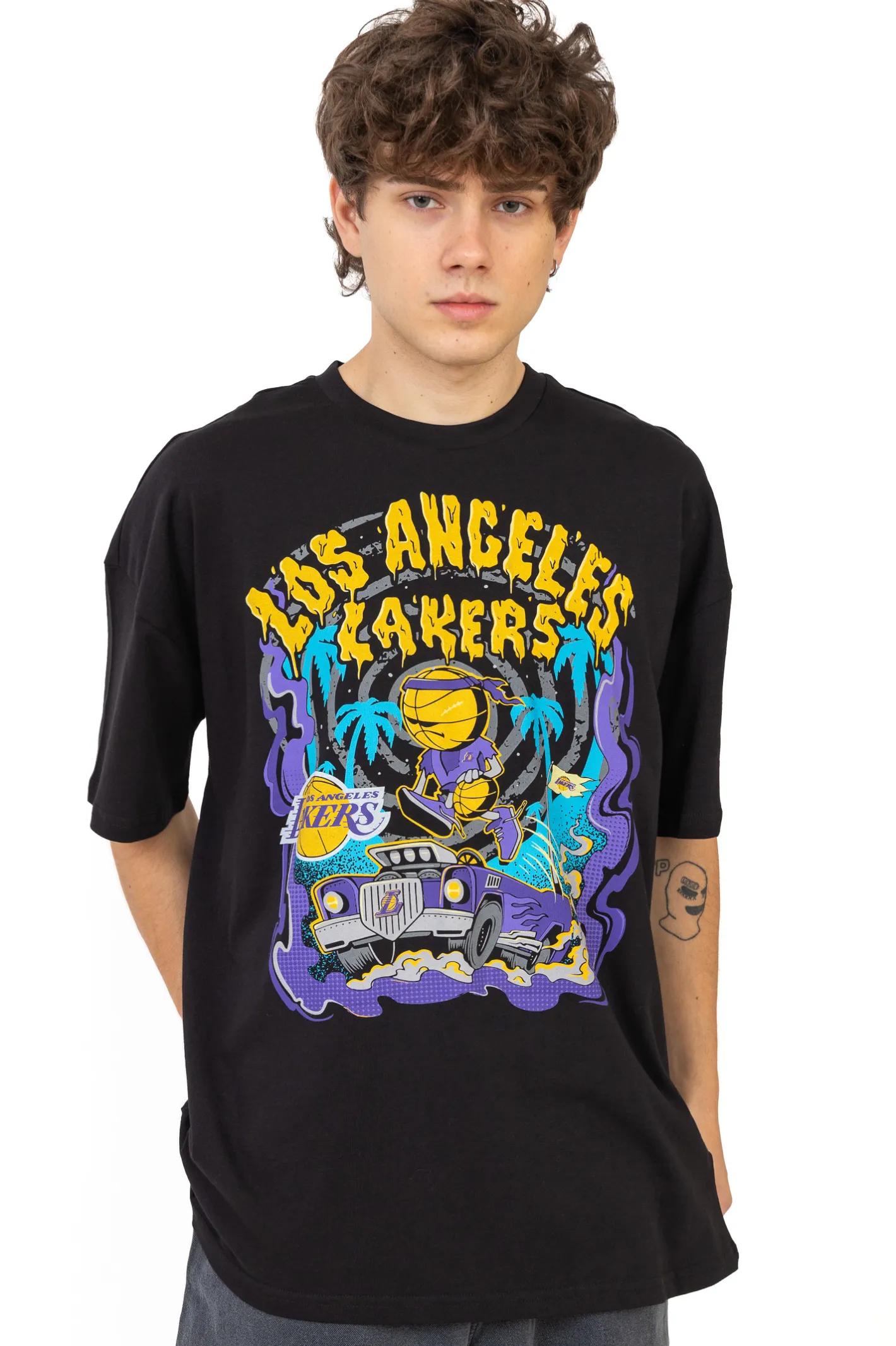 T-shirty-New Era Cap Koszulka New Era LA Lakers Graphic Drop Shoulder